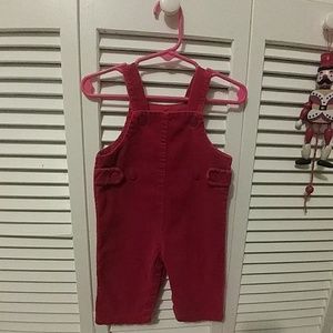 HEARTS & FLOWERS RED BABY CORDUROY OVERALLS 9M